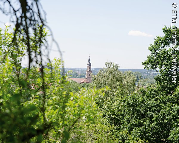 Blick über Erlangen vom Burgberg aus Richtung Süden
