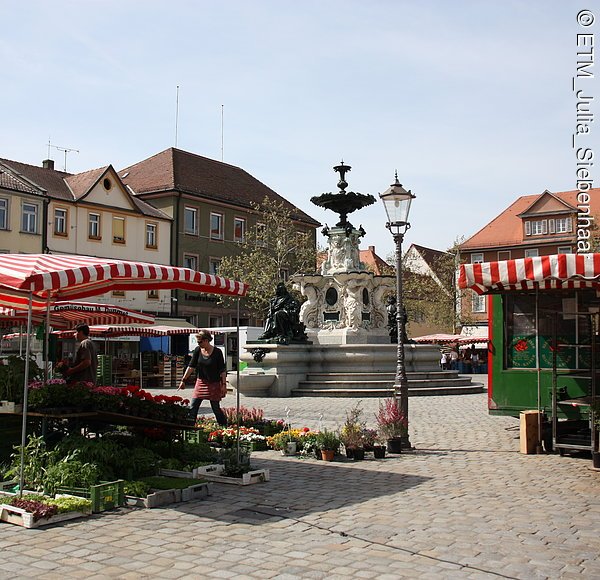 Paulibrunnen und Marktplatz in Erlangen
